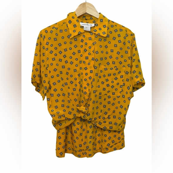 Vintage Tops - 💛 Vintage Jones New York 80s Golden Yellow Two-Piece Set – Blouse + Skirt